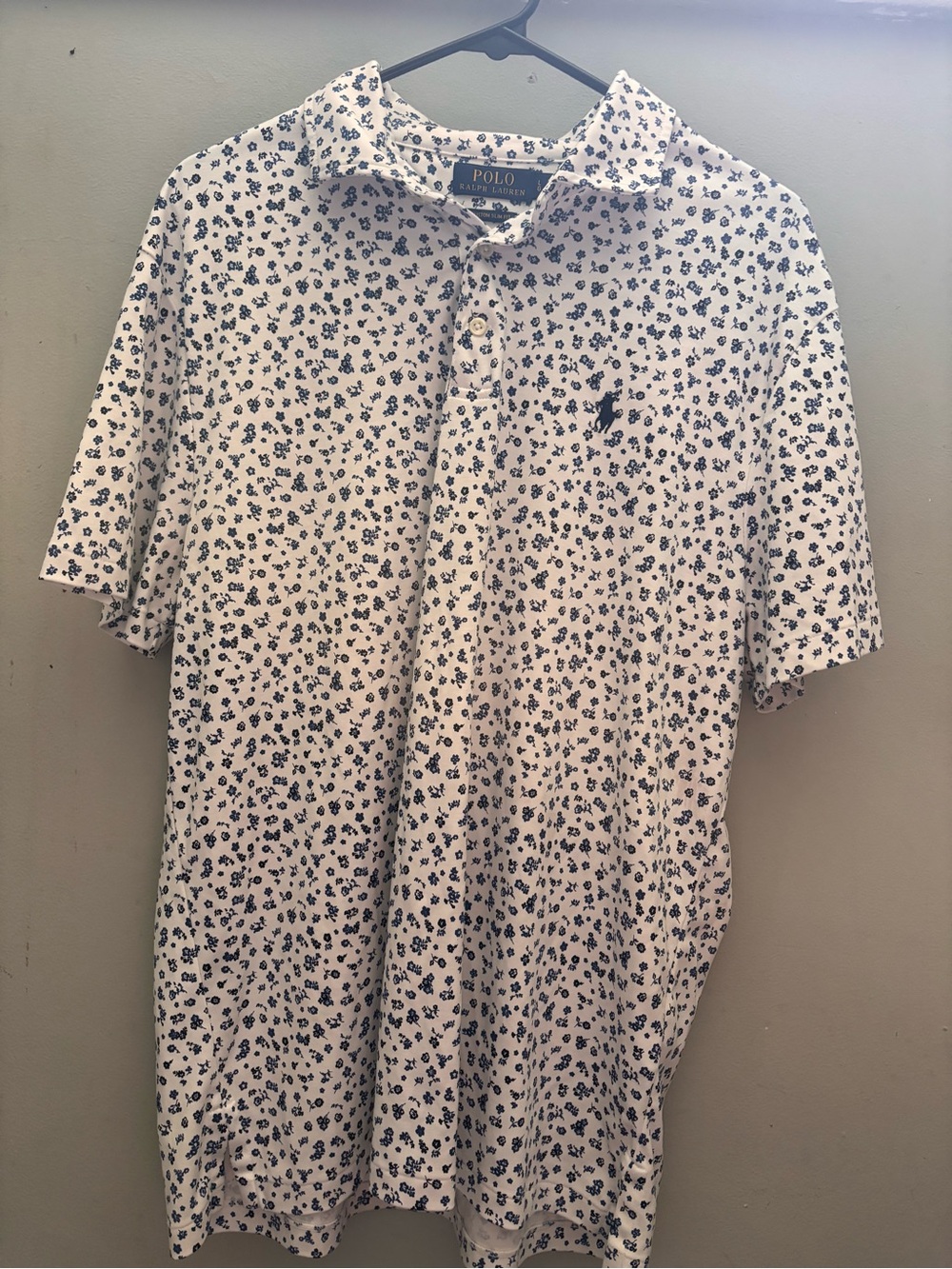 Ralph Lauren White Polo with Navy Floral Print